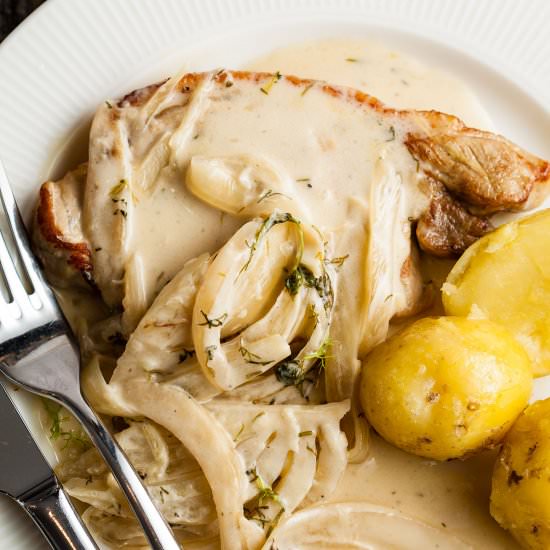 Pork with creamy fennel