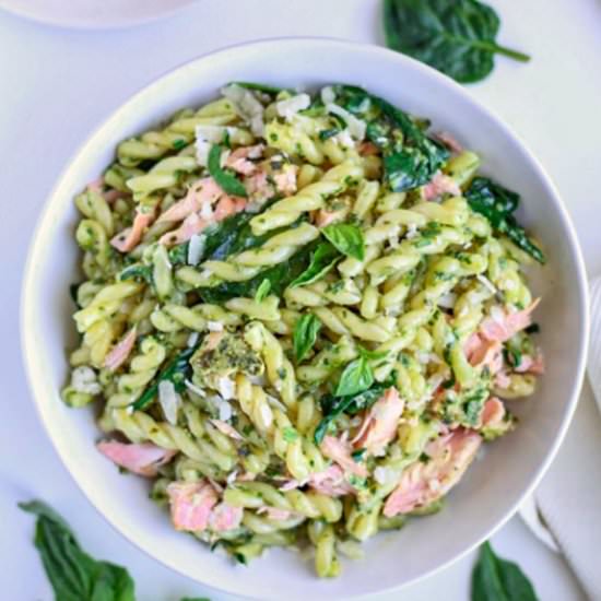 Baked Pesto Salmon with Gemelli Pas