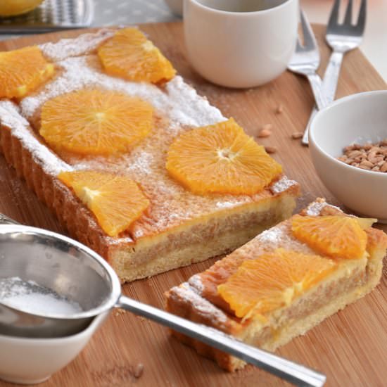 Mascarpone and orange blossom tart