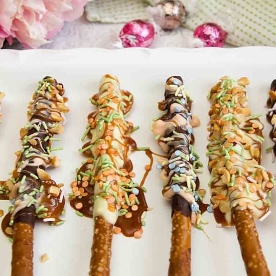 Spring Chocolate Dipped Pretzels