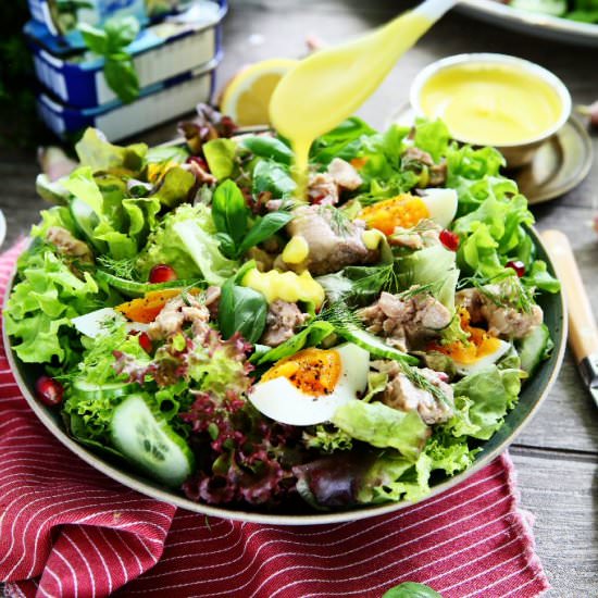 Spring Salad with Cod Liver and Tou