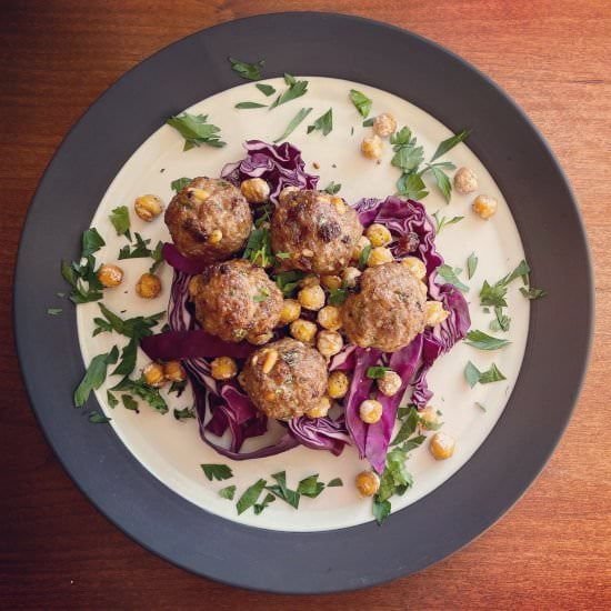 Lamb meatballs, pine nuts & raisins