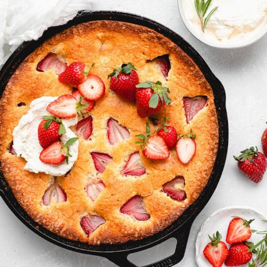 Strawberry Cornmeal Skillet Cake