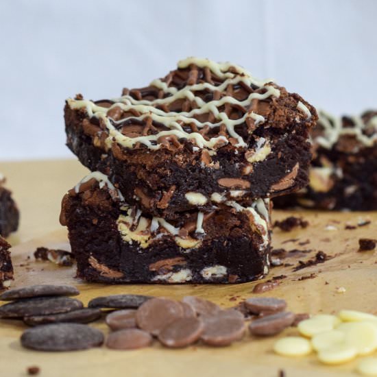 Fudgy Triple Chocolate Brownies