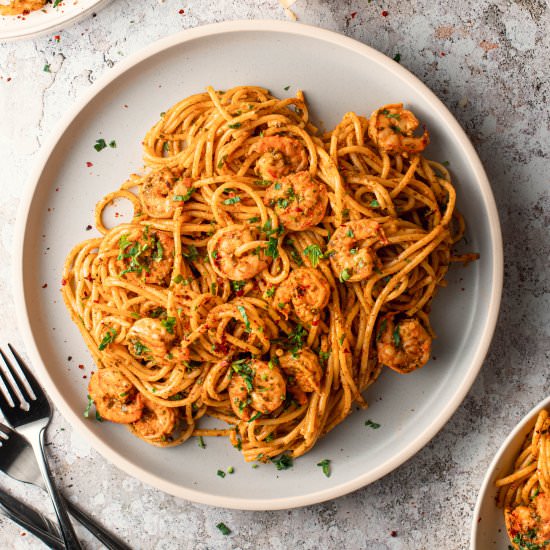 Moroccan shrimp pasta