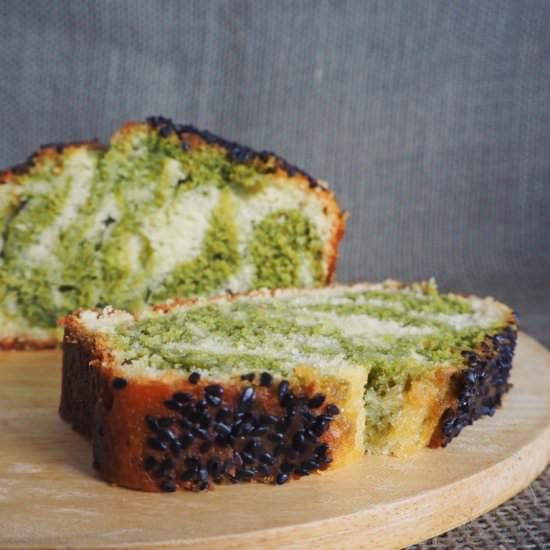 Yuzu matcha swirl loaf cake