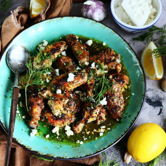 Greek Wings With Feta, Lemon and D