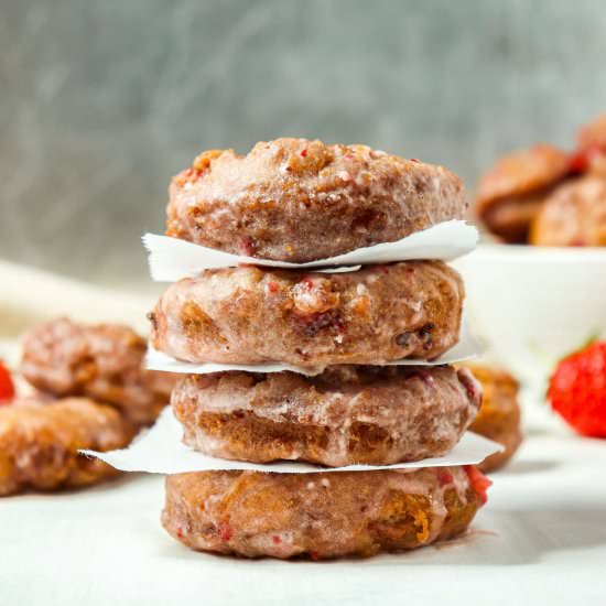 Strawberry Sour Cream Doughnuts