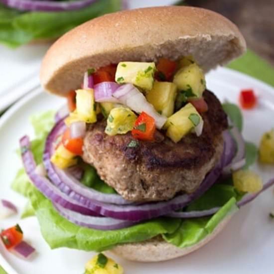 Jerk Turkey Burgers with Pineapple