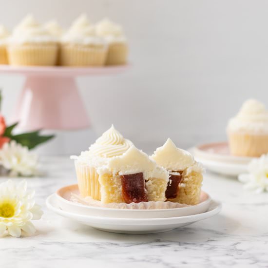 Guava Filled Coconut Cupcakes