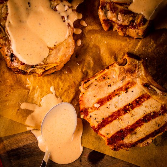 Grilled Pork Chops with White BBQ