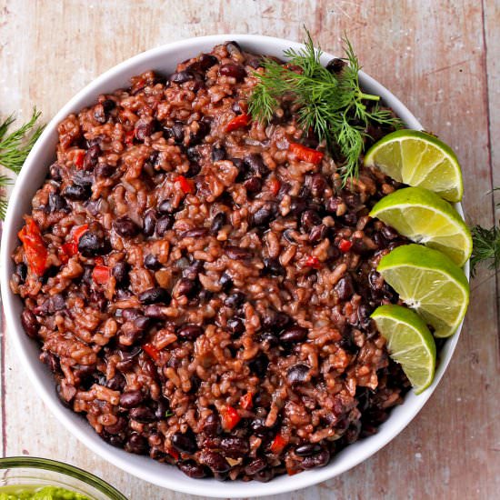 Creamy Cuban black beans risotto