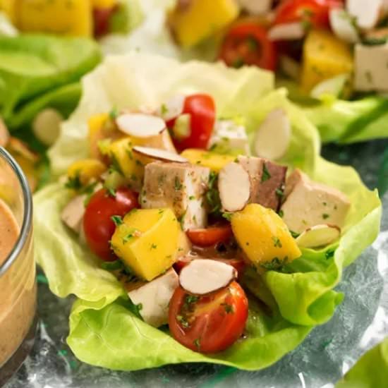 Thai Mango-Tofu Lettuce Cups