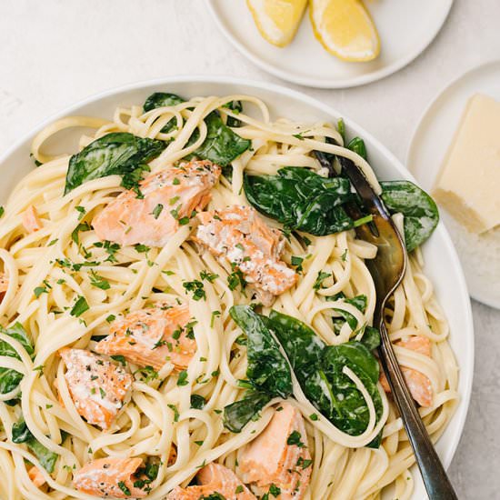 Creamy Salmon Pasta with Spinach