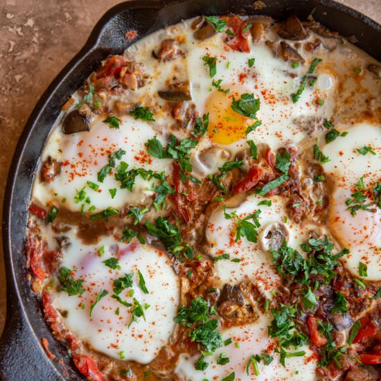 Eggplant, Red Bell Pepper Shakshuka