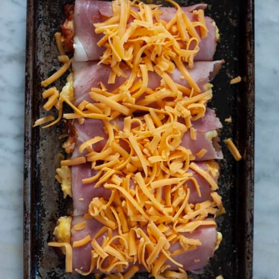 Salsa, Ham, Egg and Cheese Roll-ups
