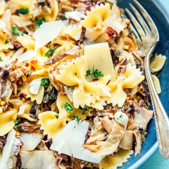 Radicchio Pasta with Goat Cheese