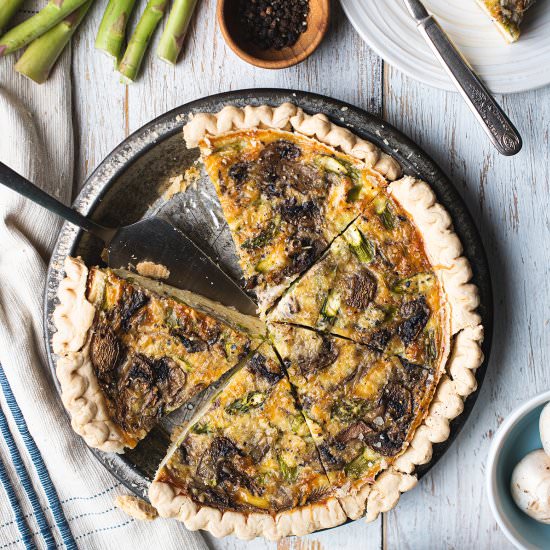 Rustic Mushroom & Asparagus Quiche