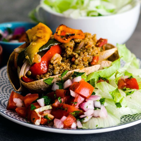 Quinoa Lentil Veggie Burrito Bowl