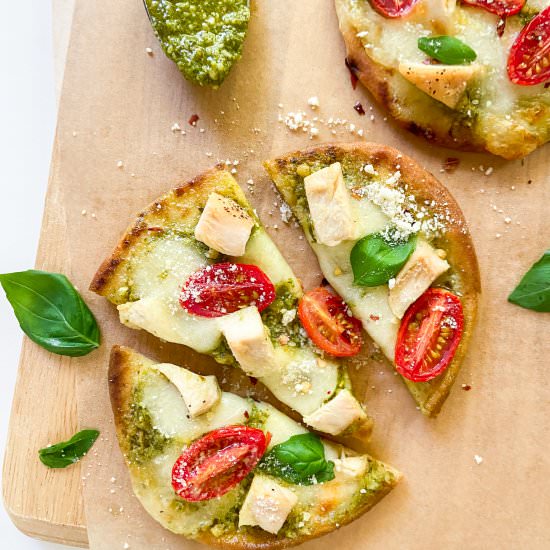 Chicken Pesto Naan Pizzas
