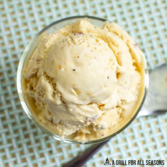 Grilled Peach Mascarpone Ice Cream