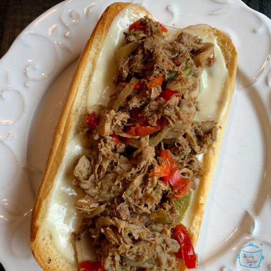Slow Cooker Cheesesteak Sandwich