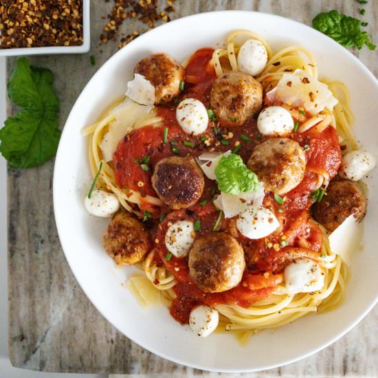 Spicy Mini Turkey Sausage Meatballs