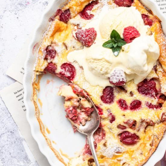 Rhubarb Raspberry Clafoutis