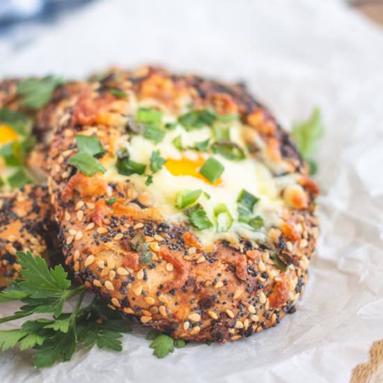 Egg on a bagel hole