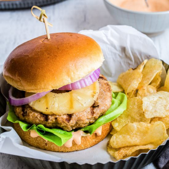 Grilled Pineapple Chicken Burgers