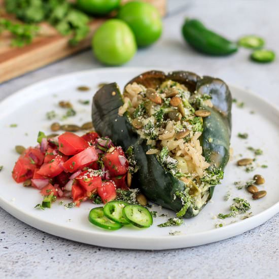 Vegetarian Stuffed Poblano Peppers