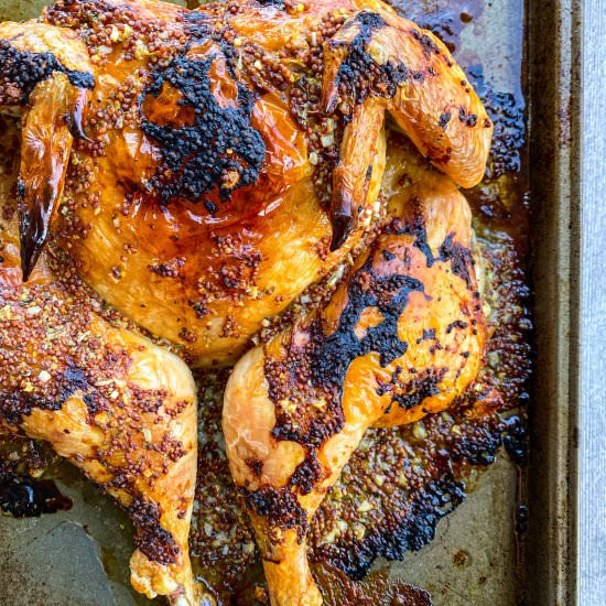 Lemon-Mustard Spatchcock Chicken