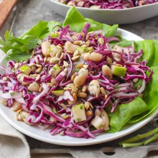 White Bean Cabbage Slaw with Apples