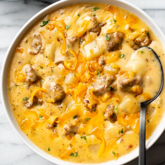 cheesy sausage potato soup