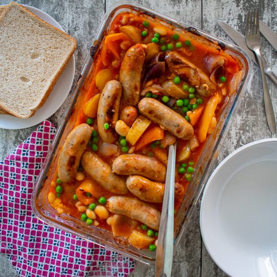 Sausage and Bean Traybake
