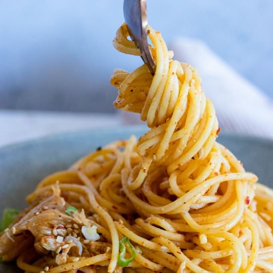 Creamy Kimchi Pasta with Mushrooms