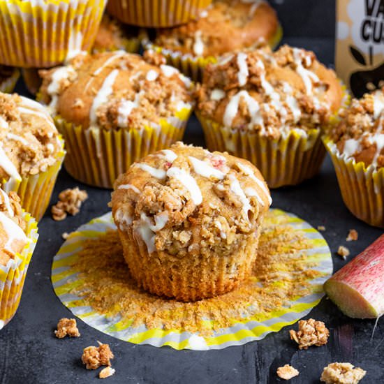 Rhubarb and Custard Crumble Muffins