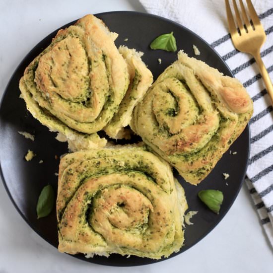 Pesto Rolls with Garlic Butter