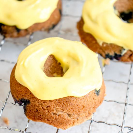 Blueberry Donuts with Lemon Glaze