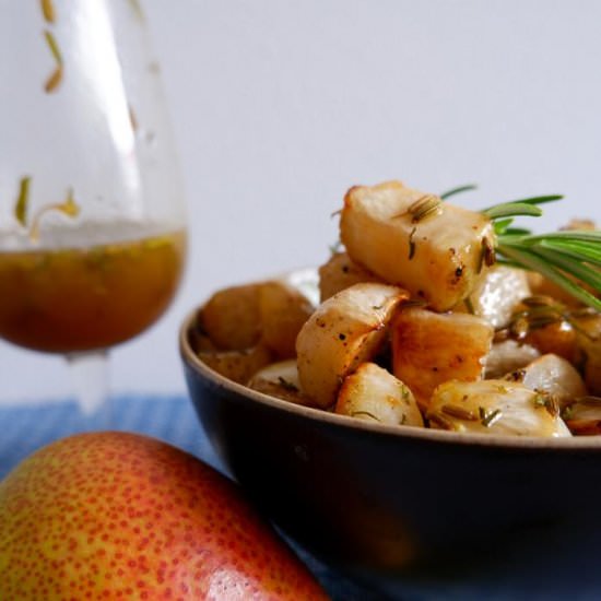 PEARS AND TURNIPS WITH honey butter