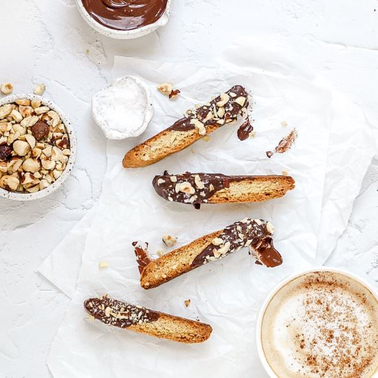 Dark Chocolate Hazelnut Biscotti