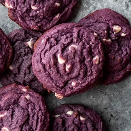 White Chocolate Ube Cookies