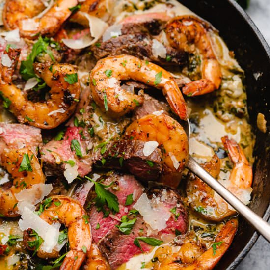 Steak and Seafood Skillet