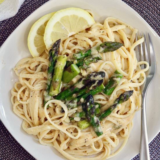 Creamy Vegan Lemon Asparagus Pasta