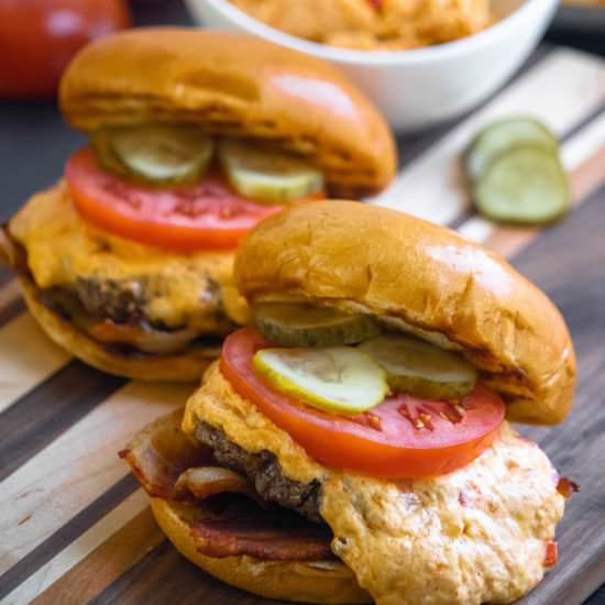 Pimento Cheese Burger with Bacon