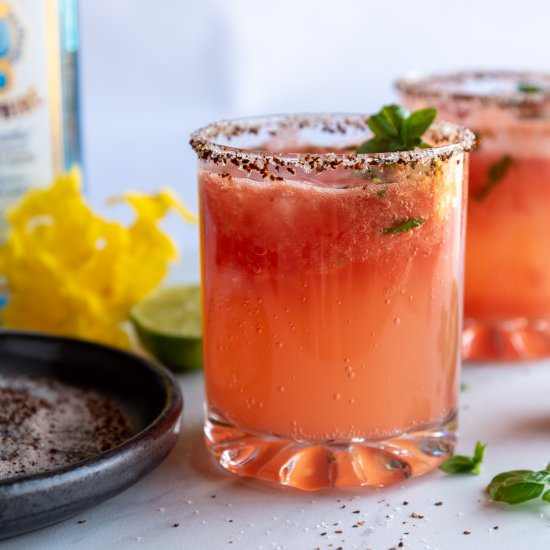 Watermelon Basil Gin Fizz