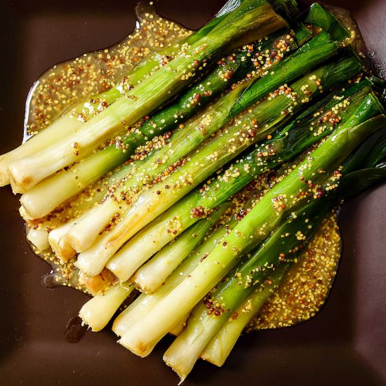 Baby Leeks with Wholegrain Mustard