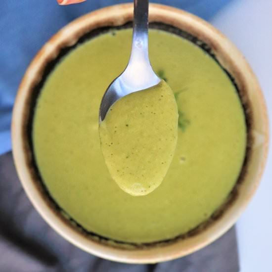 Cheesy Broccoli Soup with Poblano