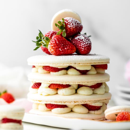 Strawberry Shortcake Macaron Cake