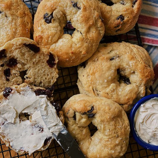 White Chocolate Cherry Bagels
